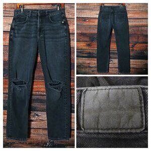 American Eagle Jeans Size 6 Highest Rise Mom Distressed Ripped Black Denim